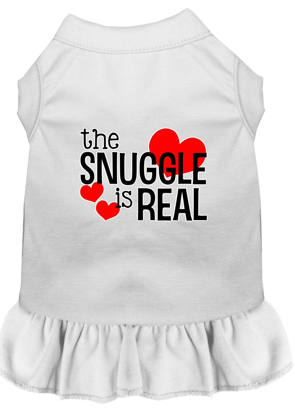 The Snuggle is Real Screen Print Dog Dress White Sm